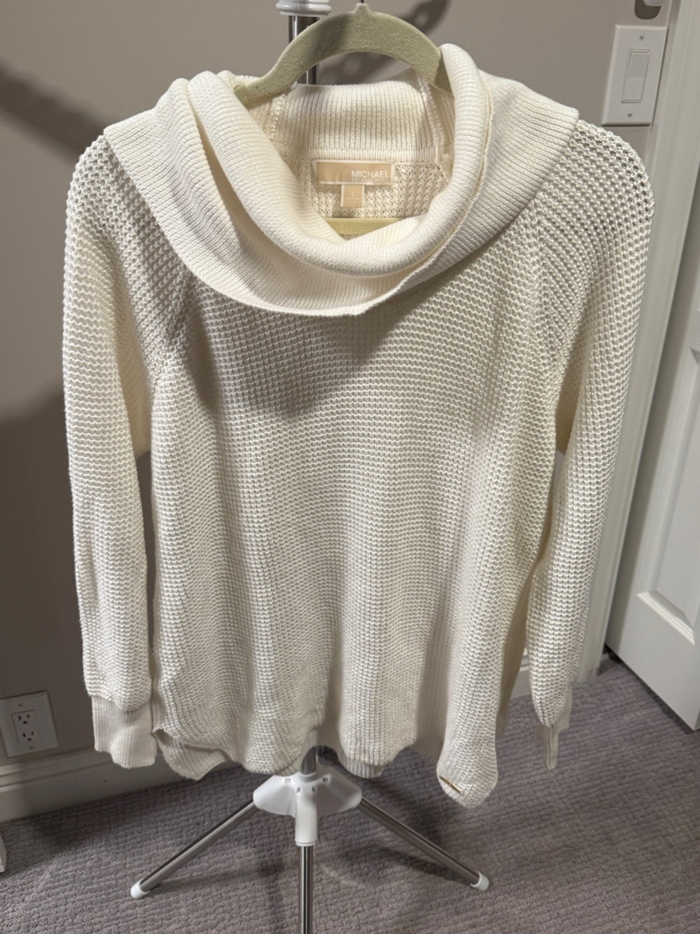 Michael Kors Cream Cowl Neck Knit Sweater